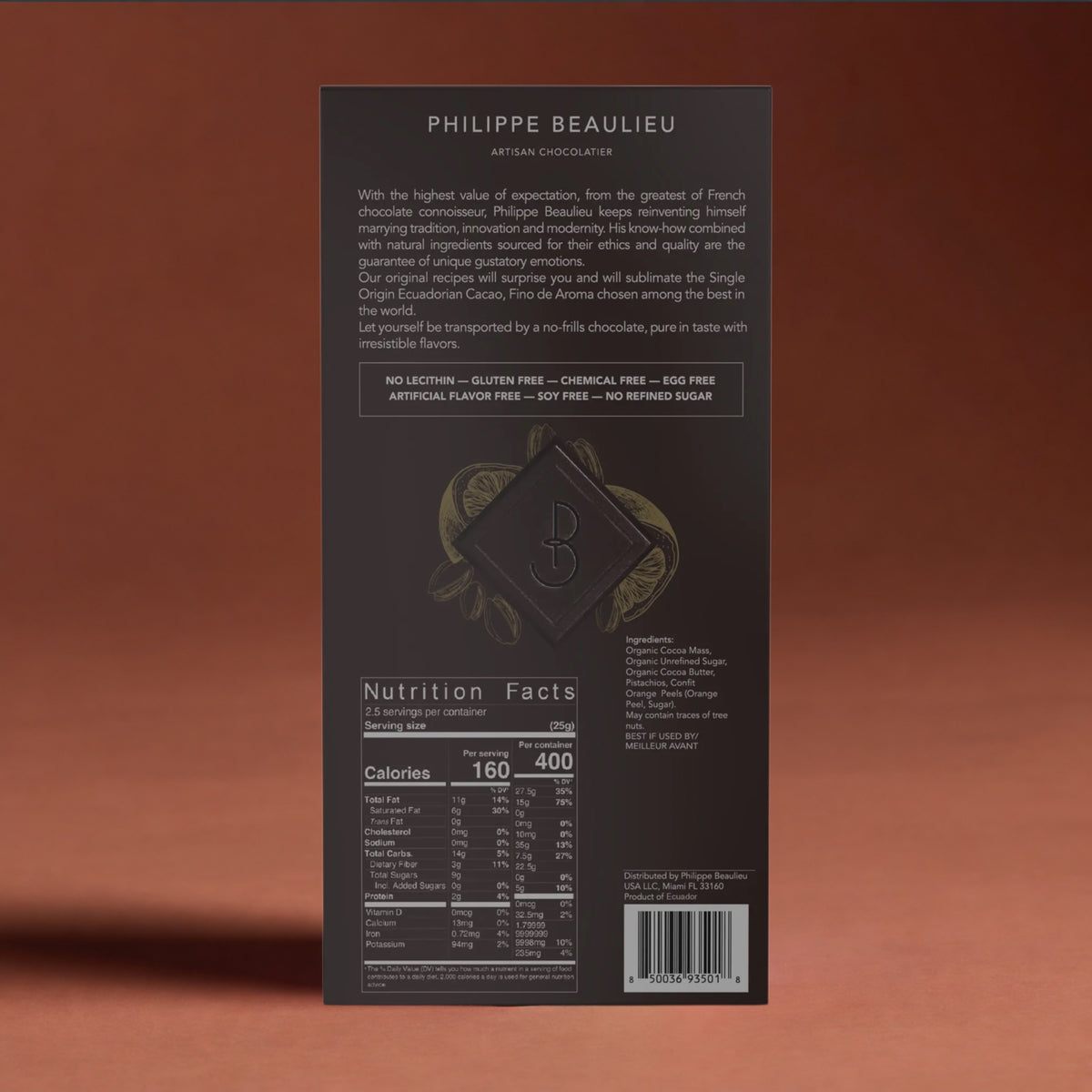 70% Dark Chocolate Roasted Pistachios & Confit Orange Peels
