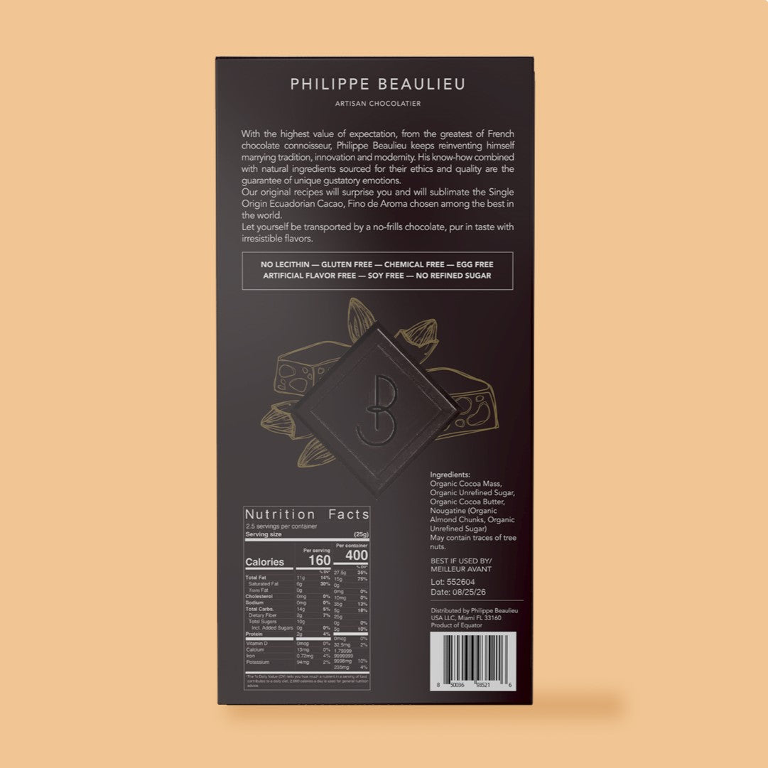 70% Dark Chocolate Nougatine Almond Brittle (10 counts)