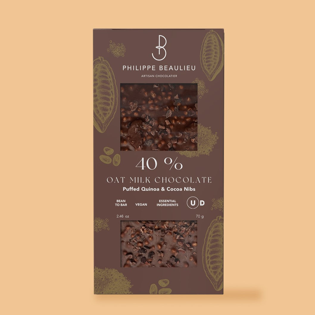 40% Vegan Milk Chocolate Puffed Quinoa &amp; Cacao Nibs (10 count)