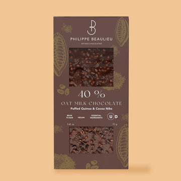 40% Vegan Milk Chocolate Puffed Quinoa & Cacao Nibs (10 count)