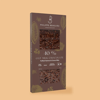 40% Vegan Milk Chocolate Puffed Quinoa &amp; Cacao Nibs (10 count)