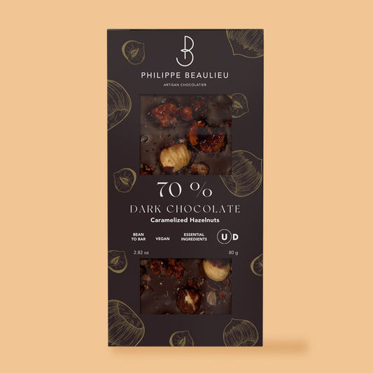 70% Dark Chocolate Caramelized Hazelnuts (10 count)