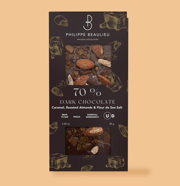 70% Dark Chocolate Caramel, Roasted Almonds & Fleur de Sel (10 count)
