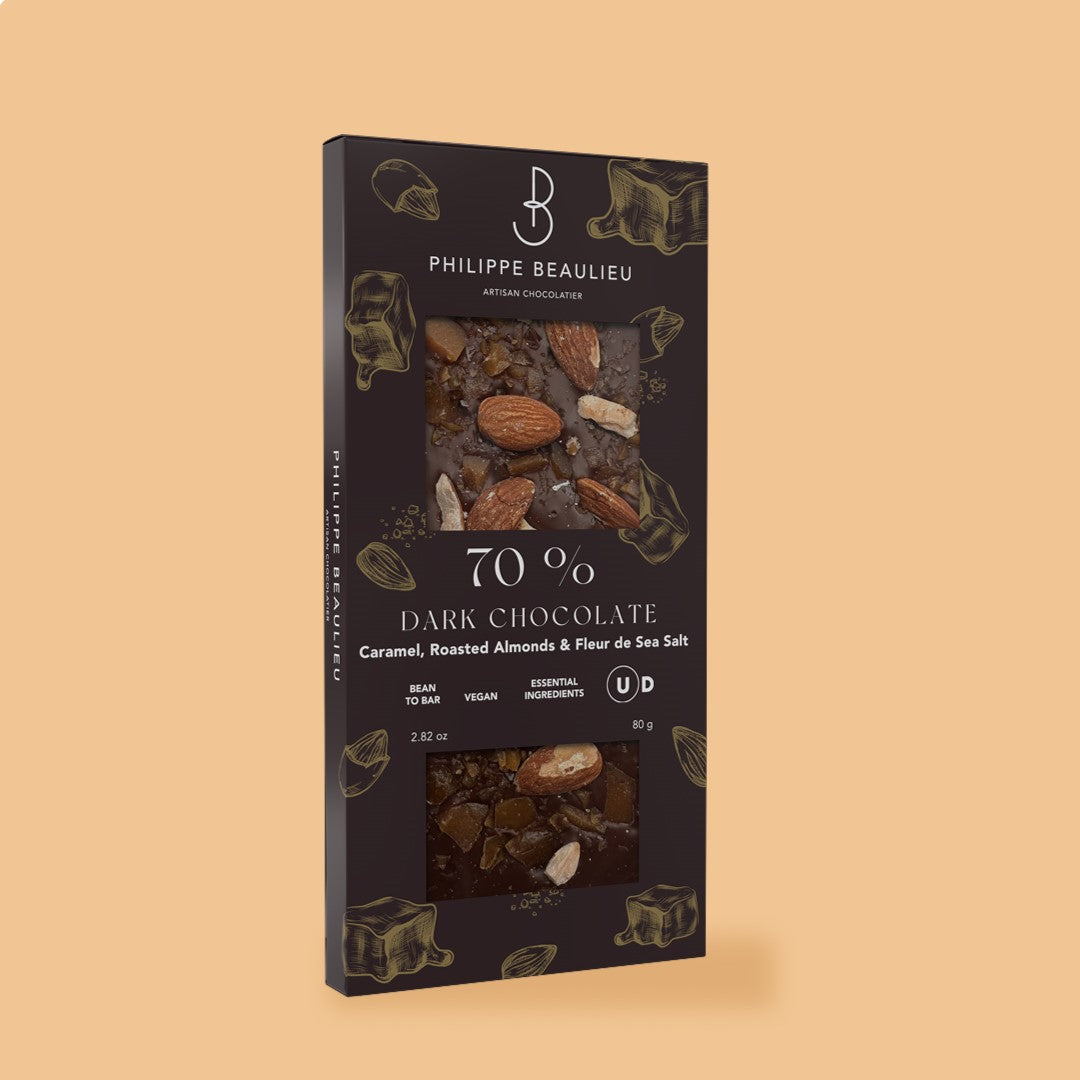70% Dark Chocolate Caramel, Roasted Almonds & Fleur de Sel (10 count)
