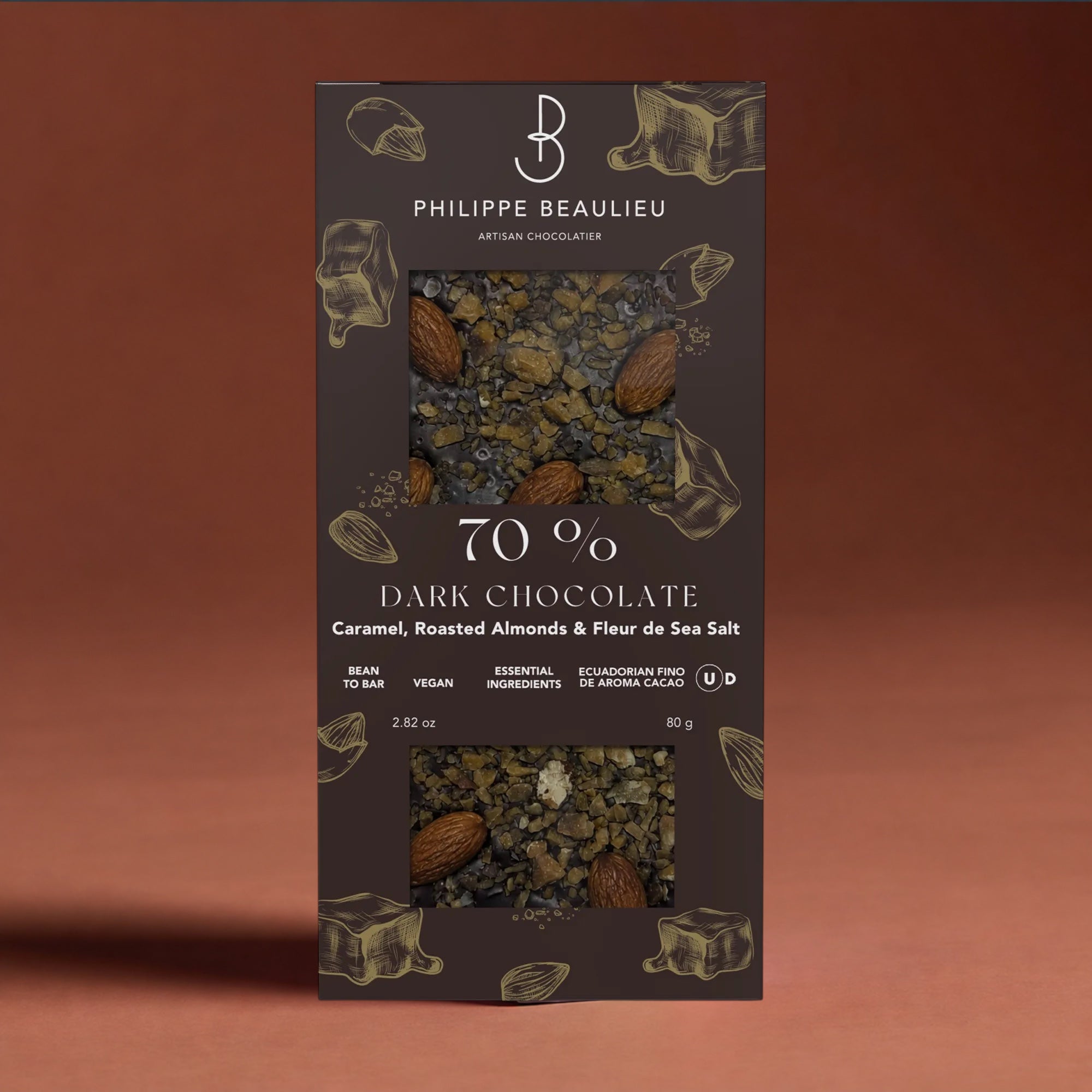 70% Dark Chocolate Caramel, Roasted Almonds & Fleur de Sel