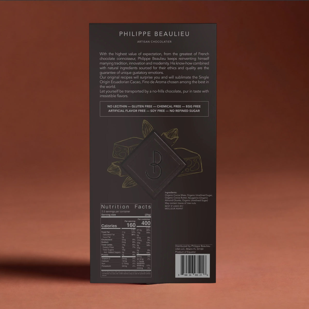 70% Dark Chocolate Nougatine Almond Brittle