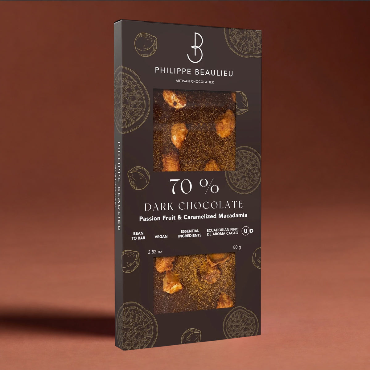 70% Dark Chocolate Passion Fruit & Caramelized Macadamia